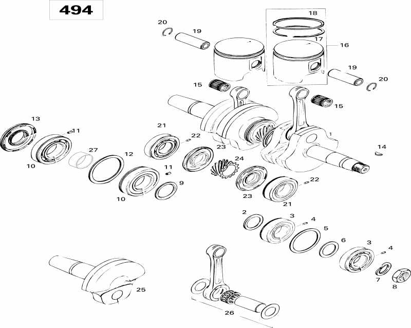 snowmobile   Formula SLS, 1996 - Crankshaft And Pistons 494