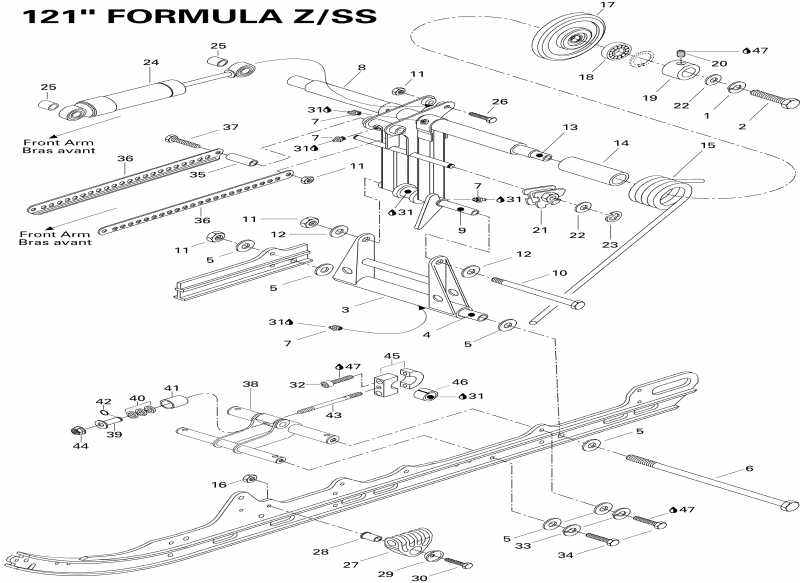 snowmobile Skidoo Formula SS, 1996 - Rear Arm Formula Ss