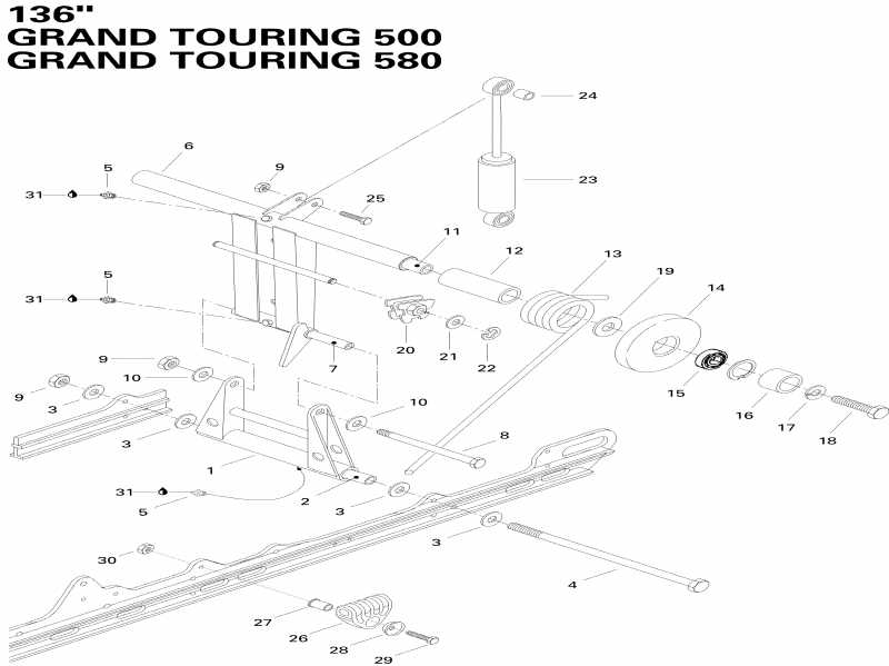 snowmobile SkiDoo  Grand Touring 500, 1996 - Rear  500, 580