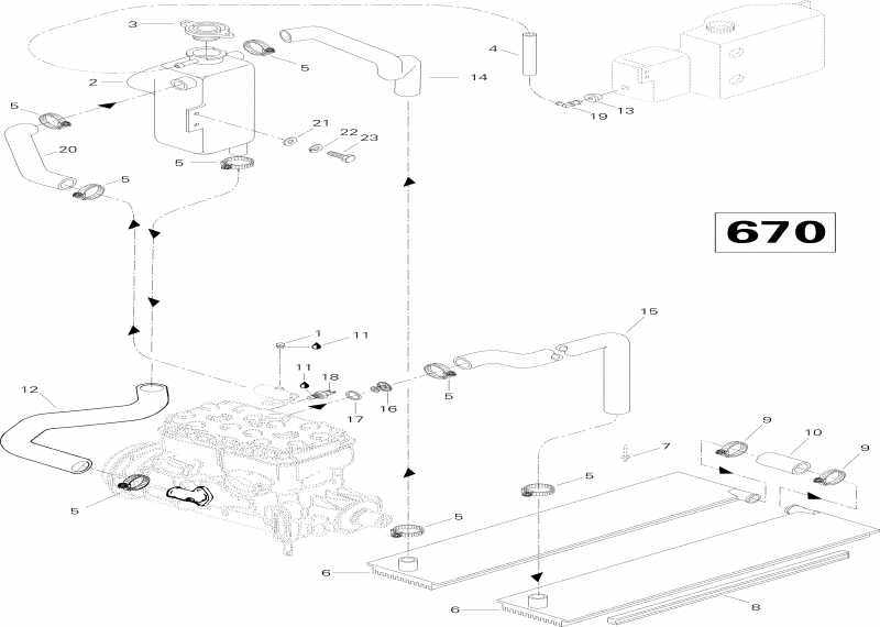 snowmobile ski-doo  Grand Touring 670SE, 1996 - Cooling System (670se)