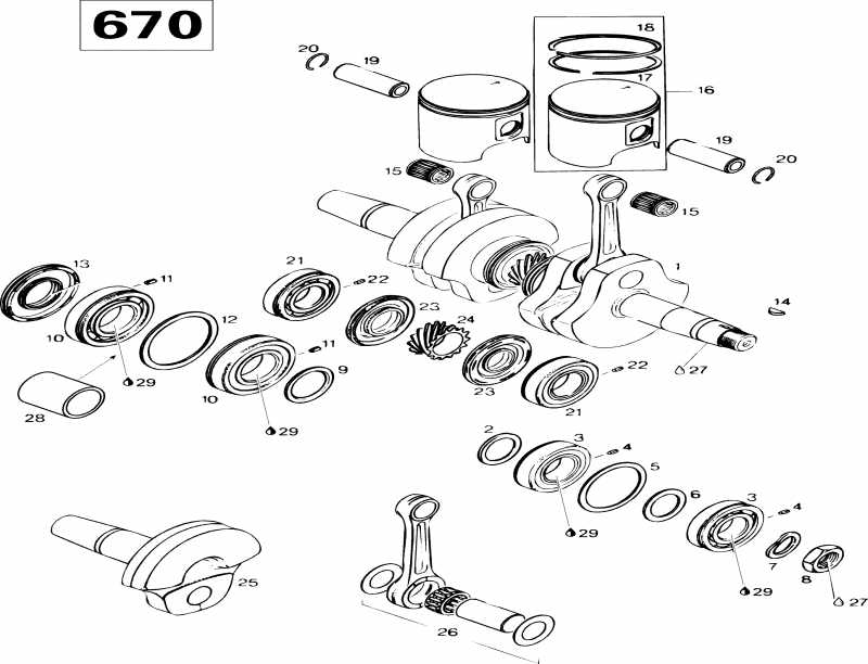 ski-doo Grand Touring 670SE, 1996 ������ - Crankshaft And Pistons 670se