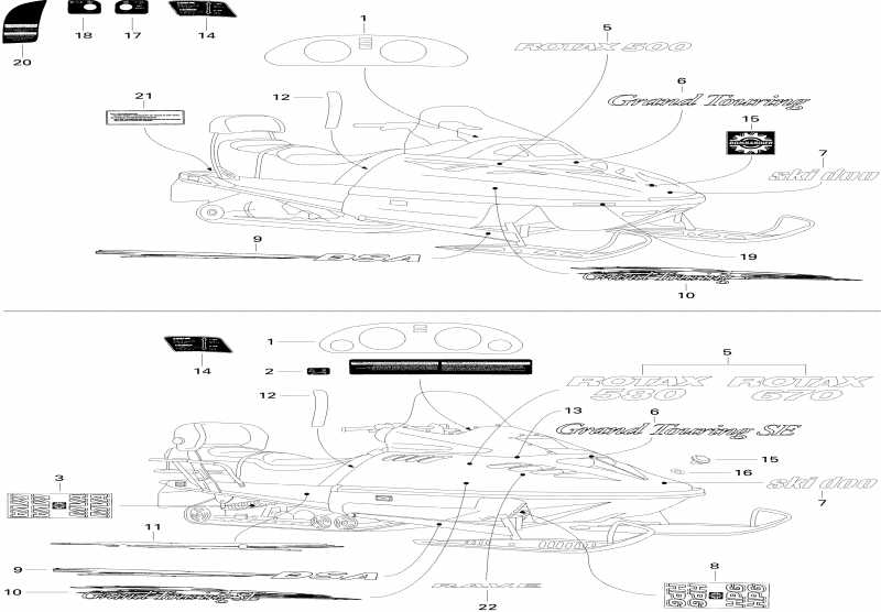 snowmobile Ski Doo Grand Touring 670SE, 1996 - Decals 670se