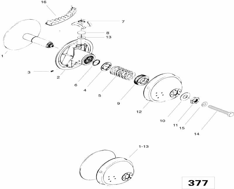  SkiDoo Skandic 380, 1996  - Drive Pulley 377