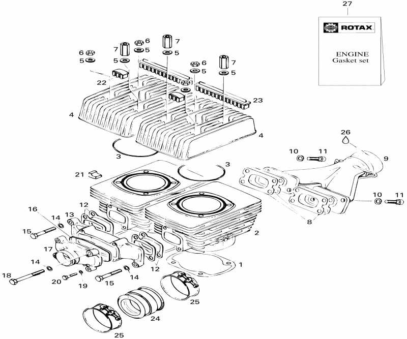 �������� BRP Skandic Wide Track, 1996 - Cylinder And Exhaust Manifold