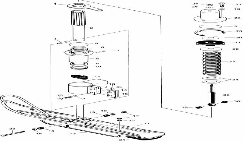 snowmobile ski-doo Skandic Wide Track, 1996 - Front Suspension And Ski