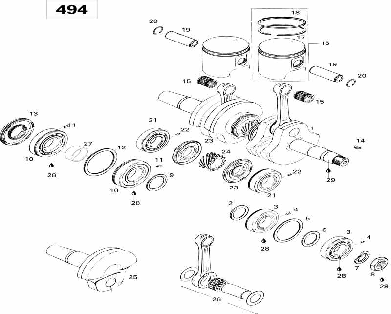 snowmobile Skidoo - Crankshaft And Pistons 500