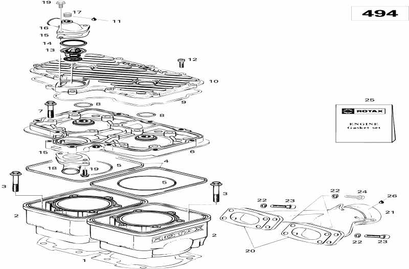 �������� Skidoo - Cylinder And Exhaust Manifold 500