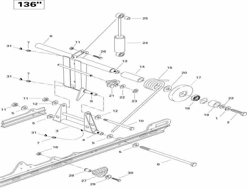 snowmobile ski-doo Summit 583, 1996  - Rear Arm