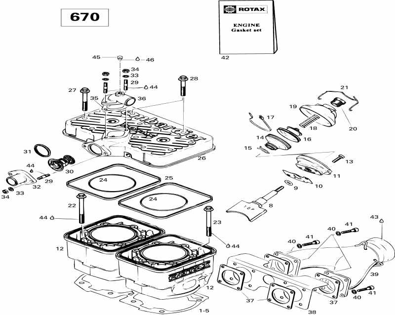 Skidoo  Summit 670, 1996 - Cylinder And Exhaust Manifold 670