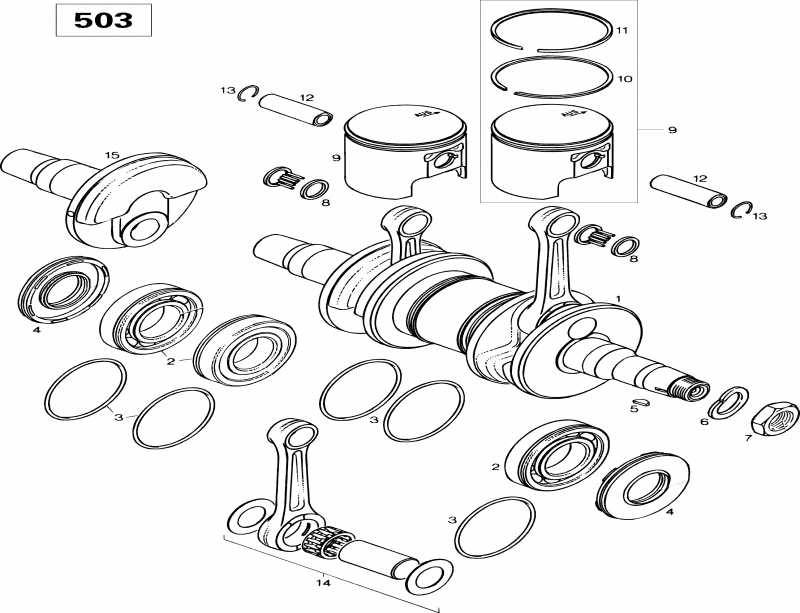 snowmobile   Touring SLE, 1996 - Crankshaft And Pistons 503