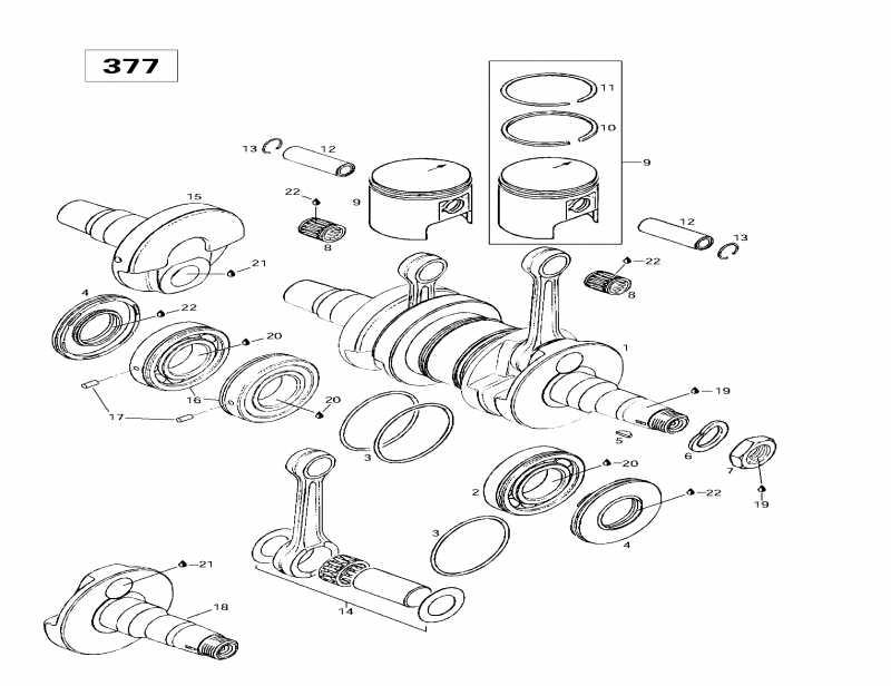 snowmobile Skidoo Formula Sl, 1997 - Crankshaft And Pistons (377)