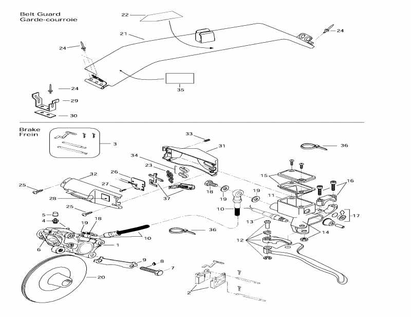Ski-doo  Grand Touring SE, 1997 - Hydraulic Brake And Belt Guard