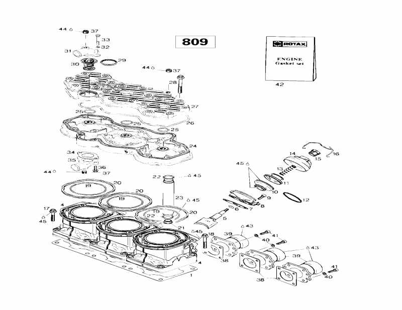 Skidoo Mach Z LT, 1997 - Cylinder, Exhaust Manifold (809)