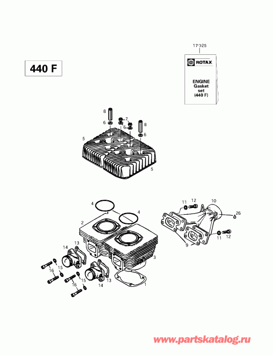 snowmobile Skidoo ����������� MX Z 440 F/Z 583/Z 670 1997 - Cylinder, Exhaust Manifold (440f)