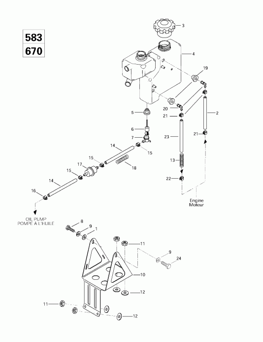snowmobile BRP SkiDoo - Oil Tank And Support (583, 670)