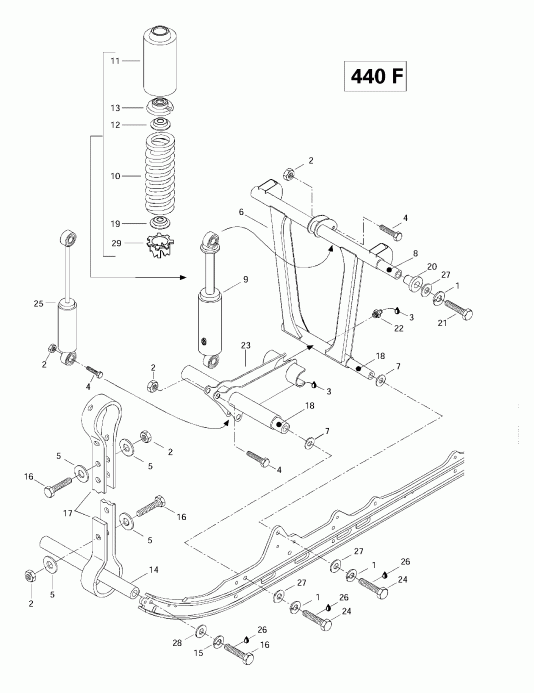 Skidoo MX Z 440 F/Z 583/Z 670 1997 - Front Arm, Rear Suspension (440f)