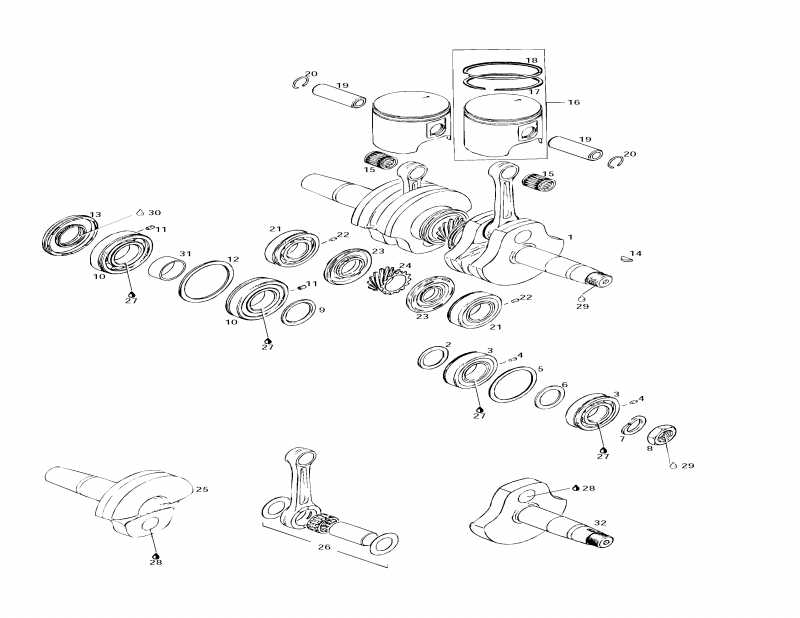 snowmobile - Crankshaft And Pistons