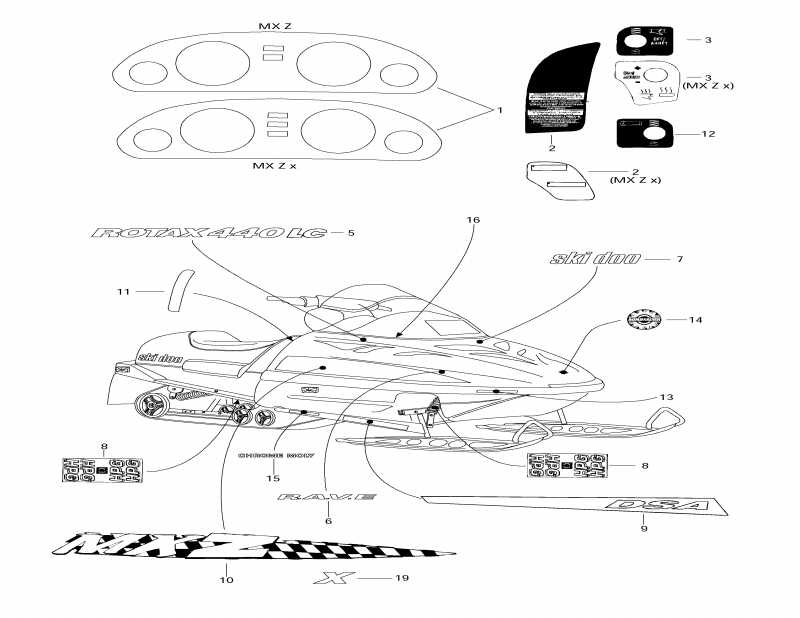  ski-doo  MX Z X 440 LC, 1997 - Decals