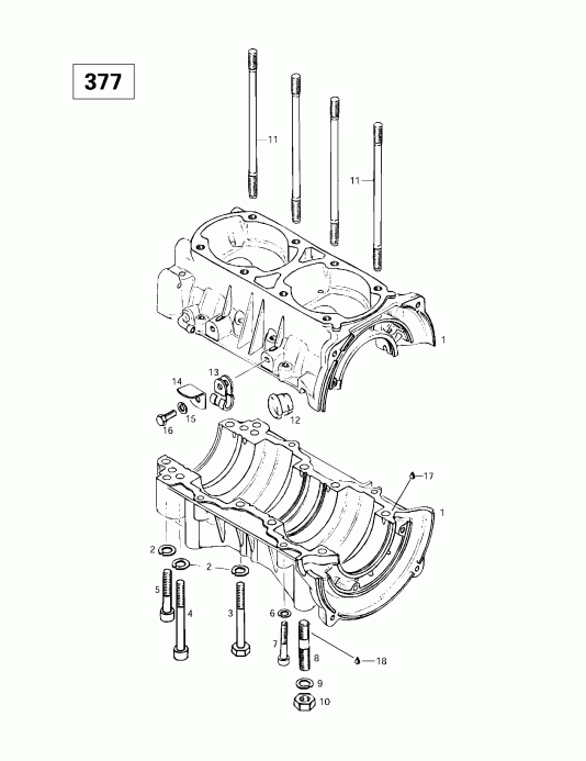  BRP SkiDoo Skandic 380/500, 1997  - Crankcase (377)