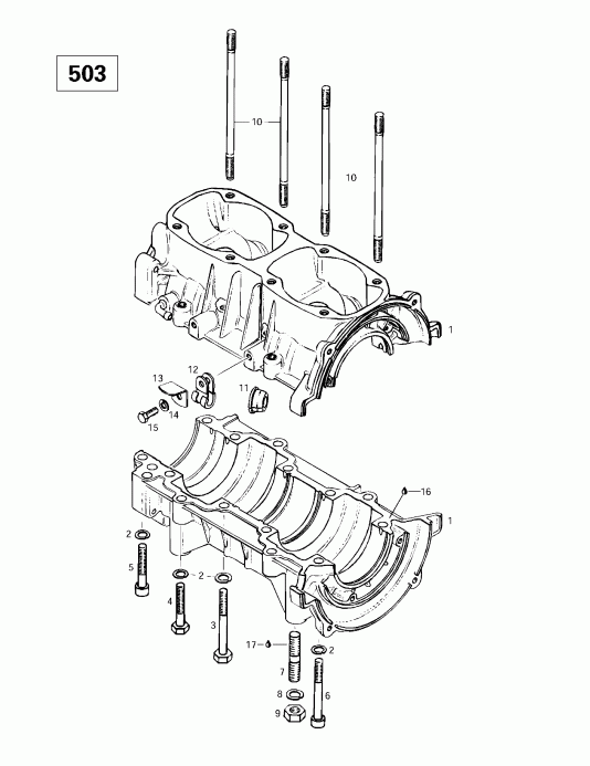 snowmobile Skidoo Skandic 380/500, 1997 ������ - Crankcase (503)