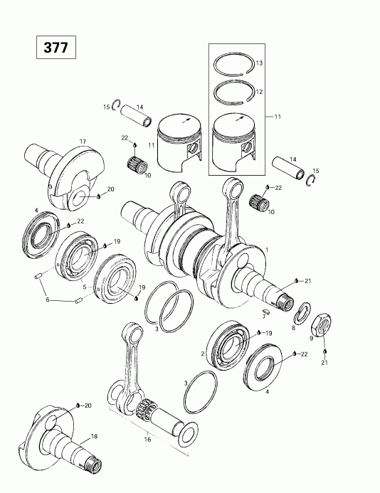  SKIDOO  Skandic 380/500, 1997 - Crankshaft (377)