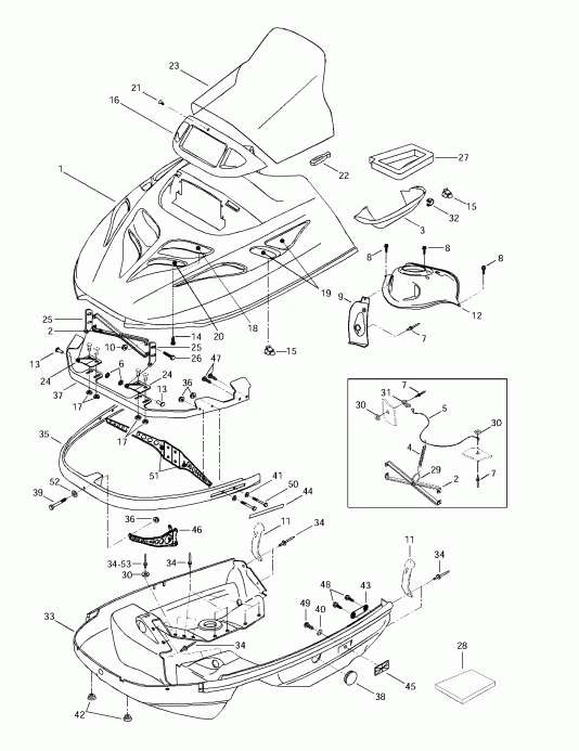 snowmobile Ski Doo Skandic 380/500, 1997 - Cab, Console