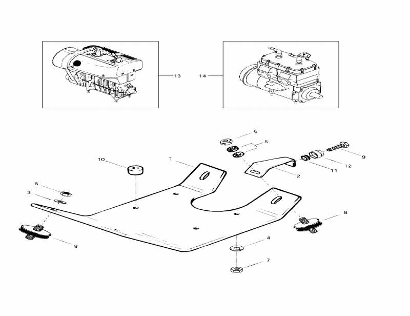 snowmobile SkiDoo Skandic Wide Track LC, 1997 - Engine Support