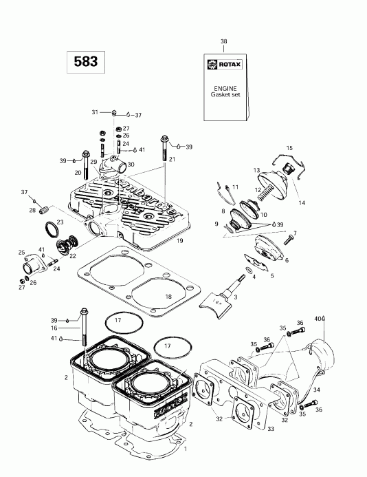  Ski Doo Summit 500/583/670, 1997 - Cylinder, Exhaust Manifold (583)