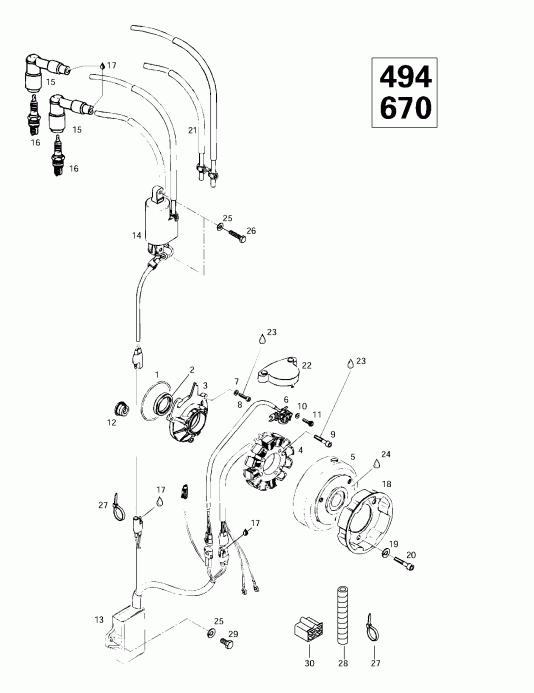�������� SkiDoo Summit 500/583/670, 1997 - ������� 12v 220w (494, 670)