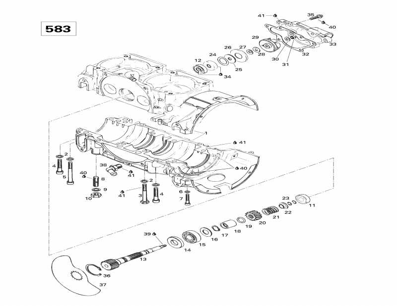 ��������  ����������� Formula 500 Deluxe, 1998 - Crankcase, Rotary Valve, Water Pump (583)