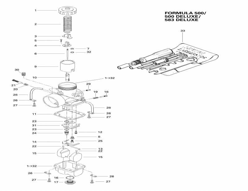  Skidoo Formula 500 Deluxe, 1998 - Carburetors