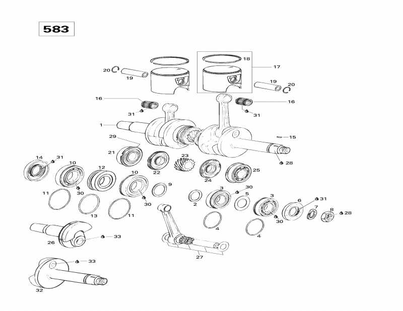snowmobile  Formula 583 Deluxe, 1998 - Crankshaft And Pistons (583)