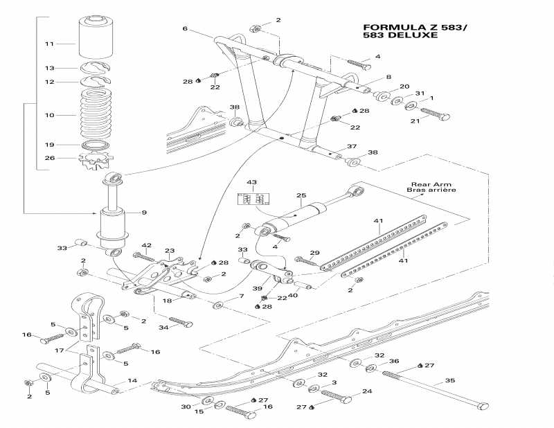 snowmobile SKIDOO Formula 583 Deluxe, 1998 - Front Arm, Rear Suspension