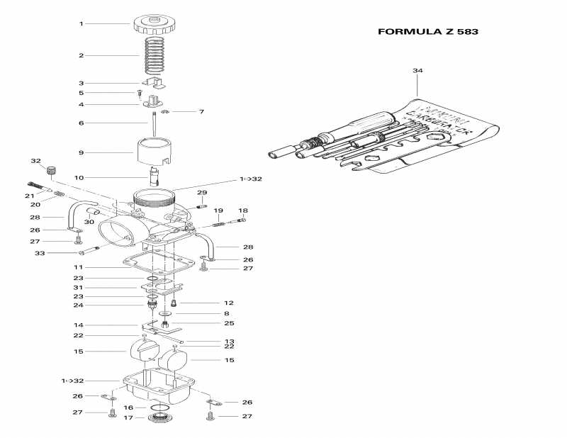  Skidoo  Formula Z 583, 1998 - Carburetors 2