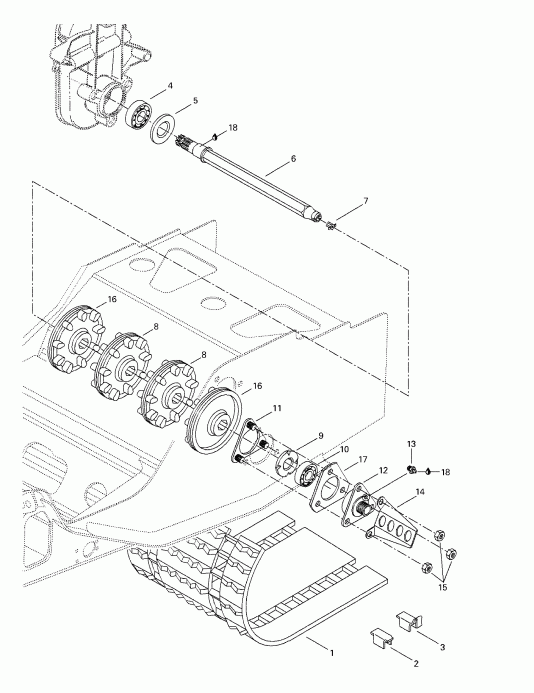  SkiDoo Grand Touring 500/583, 1998 - Drive Axle And Track