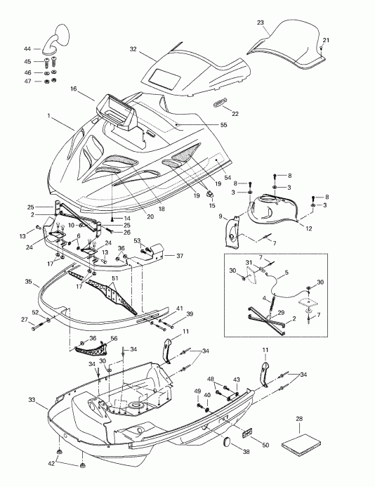 snowmobile   Grand Touring 500/583, 1998 - Cab, Console