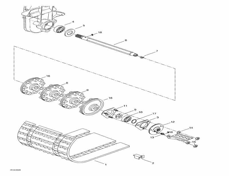 snowmobile Ski Doo - Drive Axle And Track