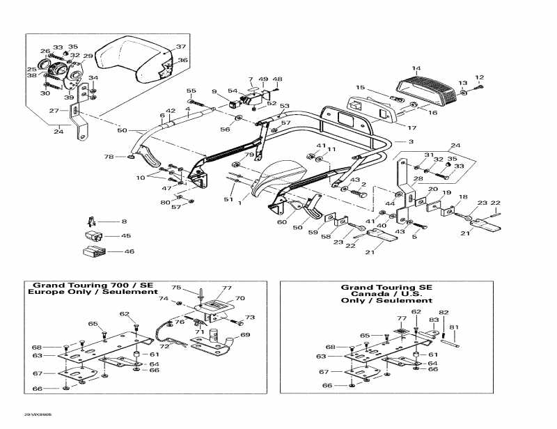snowmobile  Grand Touring 700, 1998  - Luggage Rack, Hitch