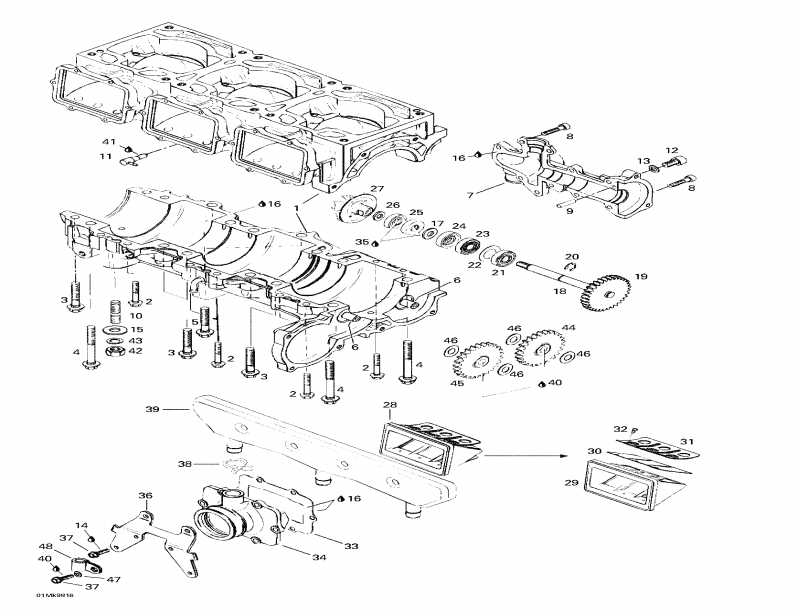    Mach Z LT, 1998 - Crankcase, Reed Valve, Water Pump