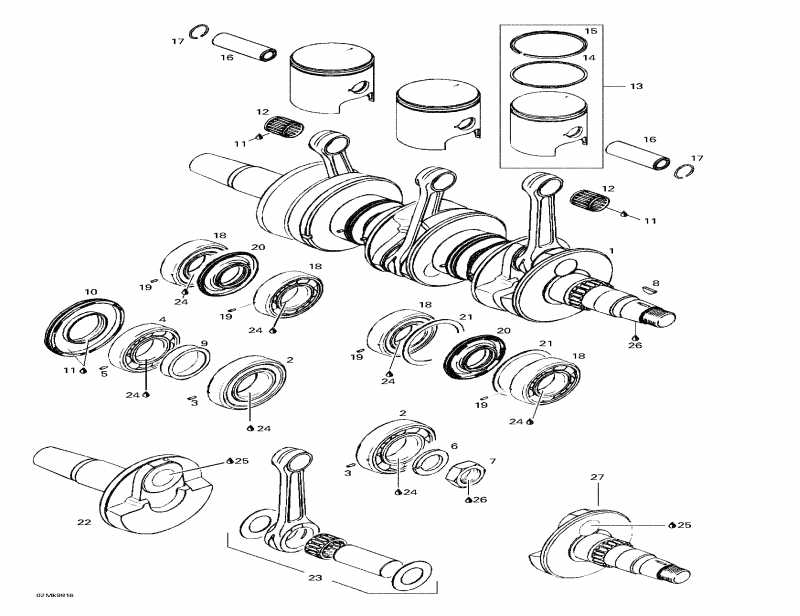  ski-doo  Mach Z LT, 1998 - Crankshaft And Pistons