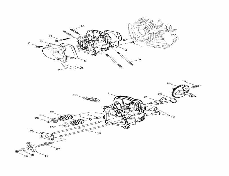 snowmobile ski-doo Mini Z, 1998 - Cylinder Head, Camshaft