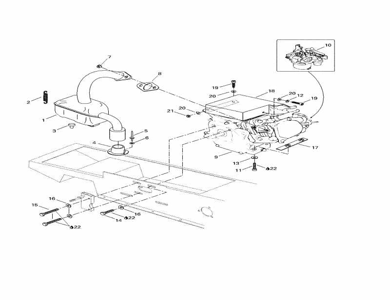 Ski-doo Mini Z, 1998 - Engine Support And Muffler