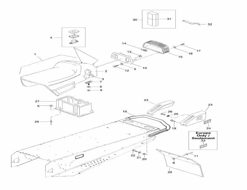 snowmobile BRP SkiDoo MX Z 440 F, 1998  - Seat And Accessories
