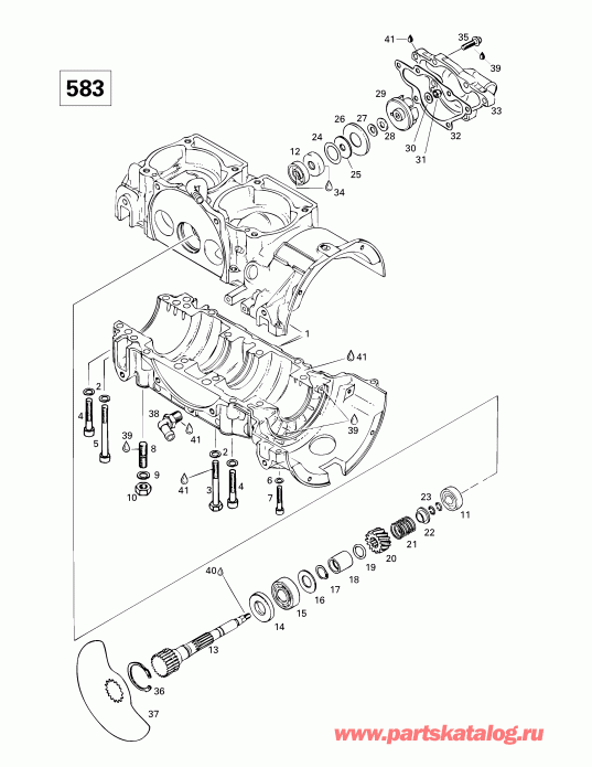 snowmobile  MX Z 500/583/670, 1998 - Crankcase, Rotary Valve, Water Pump (583)