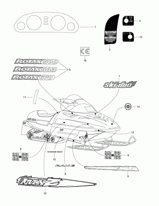 snowmobile BRP MX Z 500/583/670, 1998  - Decals