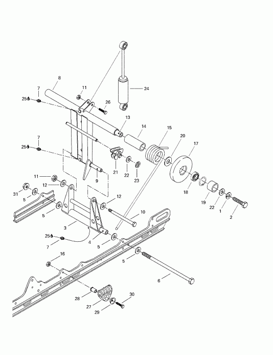 snowmobile  Skandic 380/500, 1998 - Rear Arm, Rear Suspension