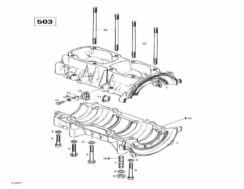 snowmobile Skidoo  Skandic Super Wide Track, 1998 - Crankcase (503)