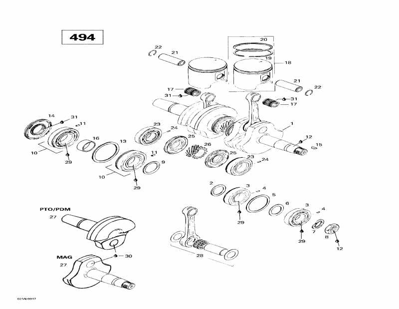 �������� Ski Doo Skandic Super Wide Track, 1998 ������ - Crankshaft And Pistons (494)