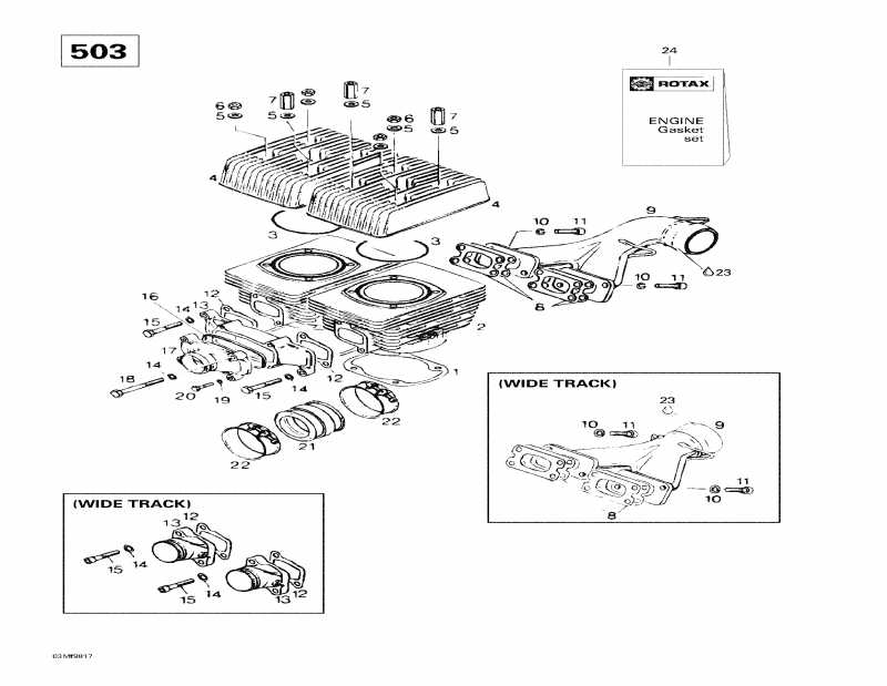 BRP SkiDoo Skandic Super Wide Track, 1998 - Cylinder, Exhaust Manifold (503)