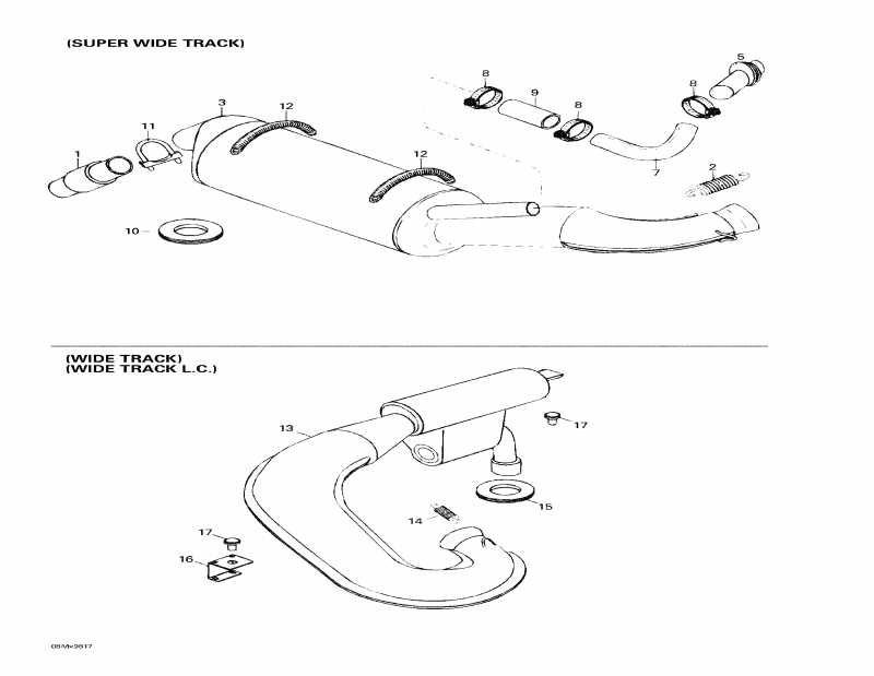 snowmobile Skidoo Skandic Super Wide Track, 1998 - Muffler